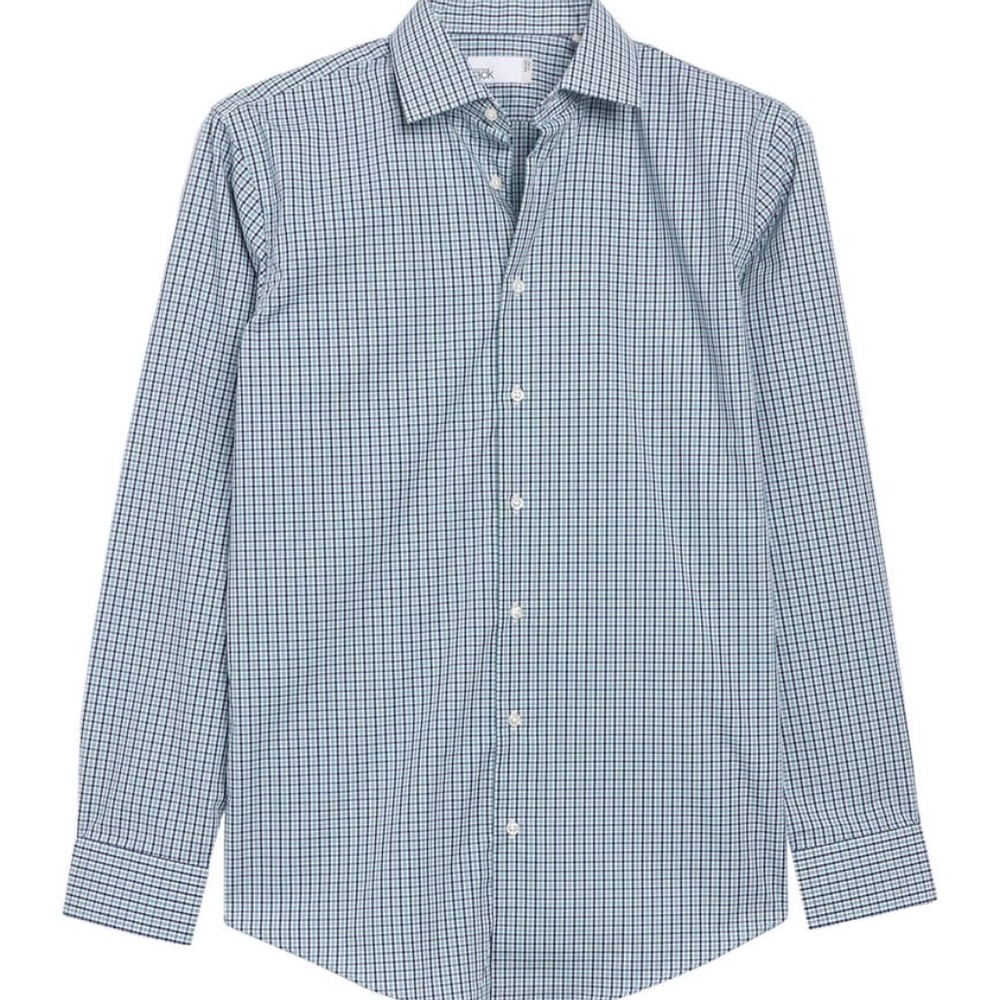 Nordstrom Rack Micro Gingham Dress Shirt GREEN